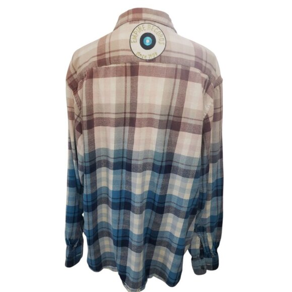 ECOPOSH4U Tops - Upcycled Distressed Flannel with "Empire Records" Embroidered Patch XXL